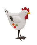 Standing Wooden Chicken with Hand-painted Flowers