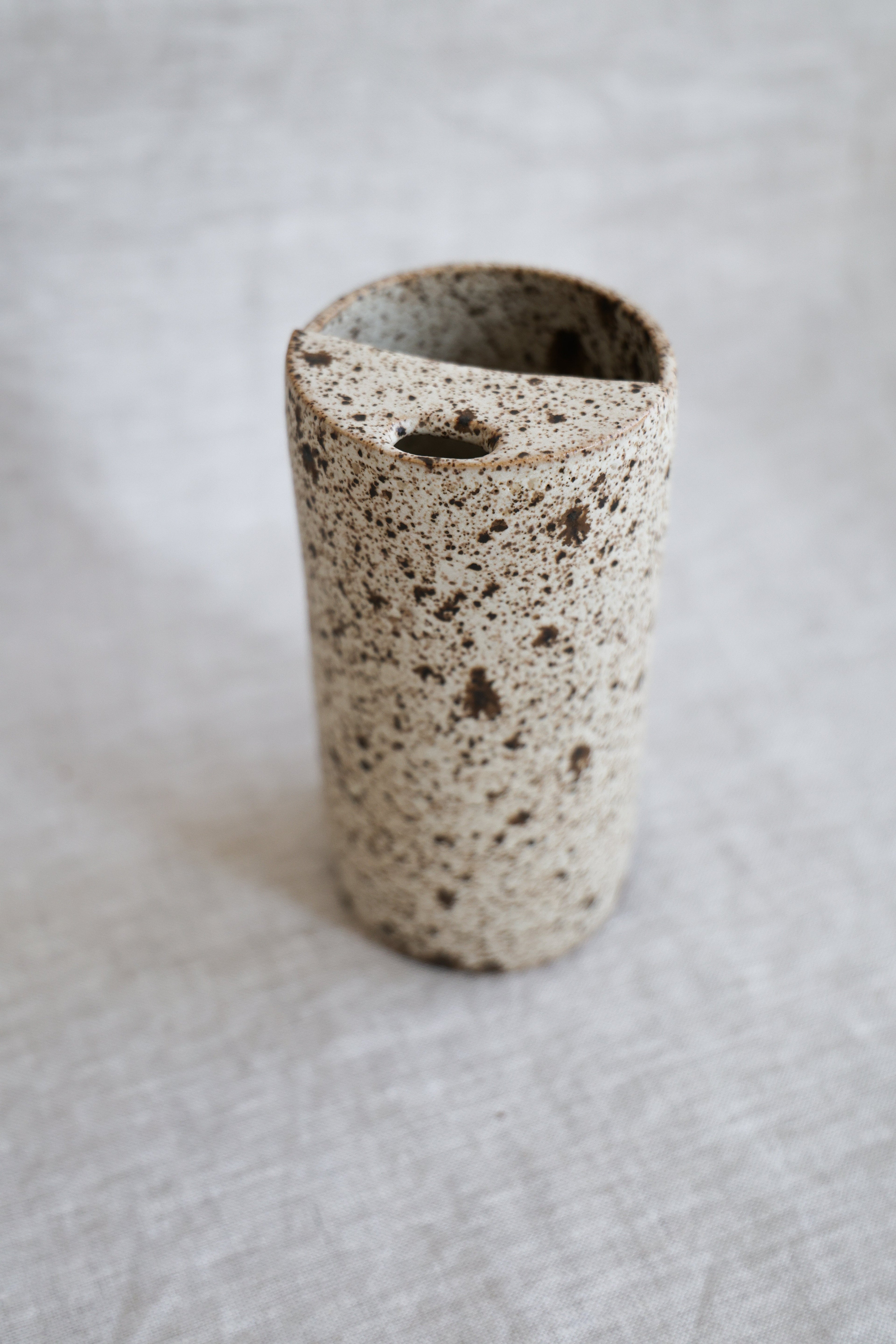 Quail Egg Speckled To Go Cup, Travel Mug, Travel Tumbler, Mustache Saver, Ceramic Stoneware,  Hand Thrown in Maine 14-16oz.  Pottery Cup