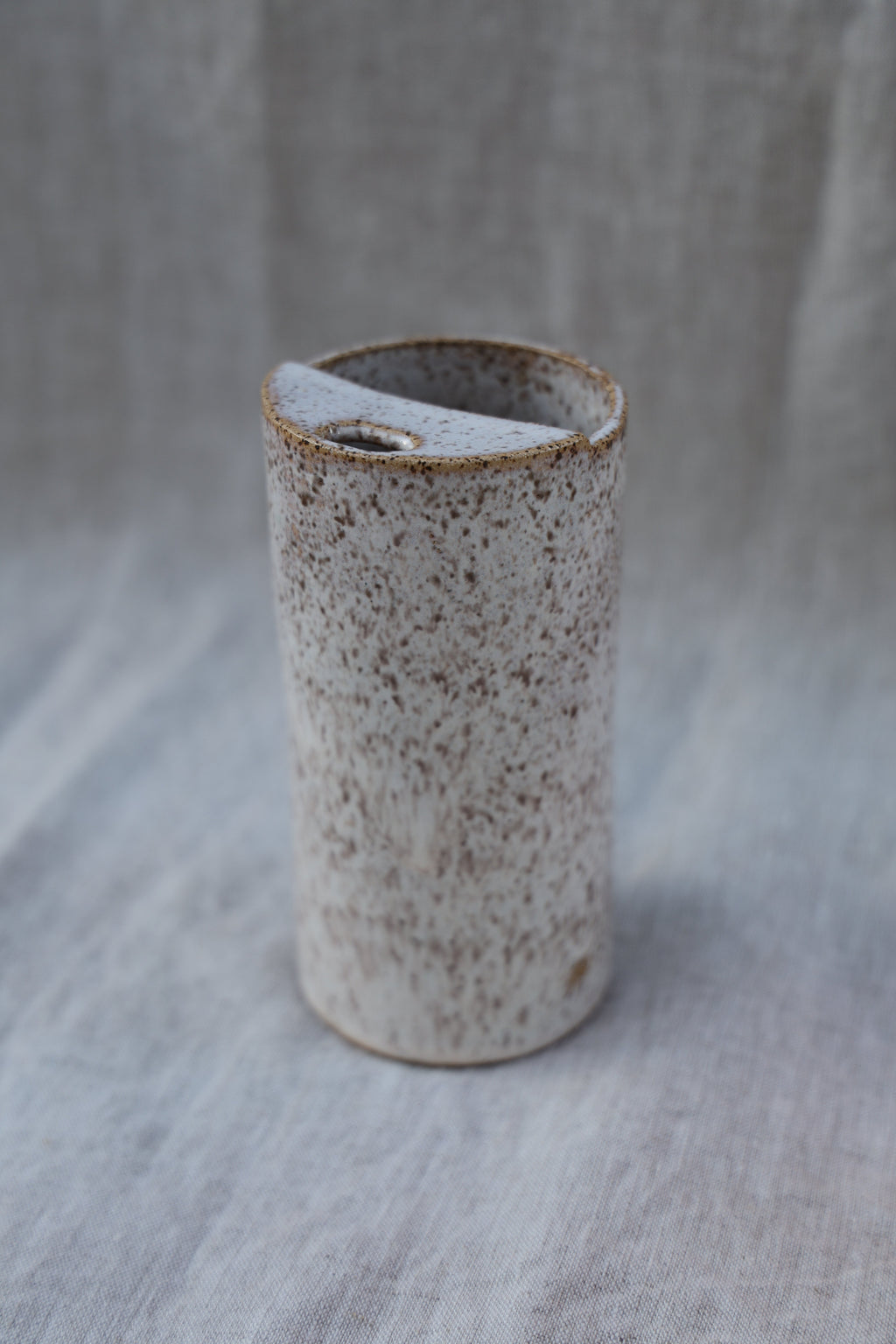Travel Cup, To Go cup, On The Go Cup, Ceramic Travel Mug, Mustache Saver,  Handmade Pottery, Speckled White Travel Mug