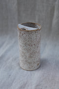 Travel Cup, To Go cup, On The Go Cup, Ceramic Travel Mug, Mustache Saver,  Handmade Pottery, Speckled White Travel Mug