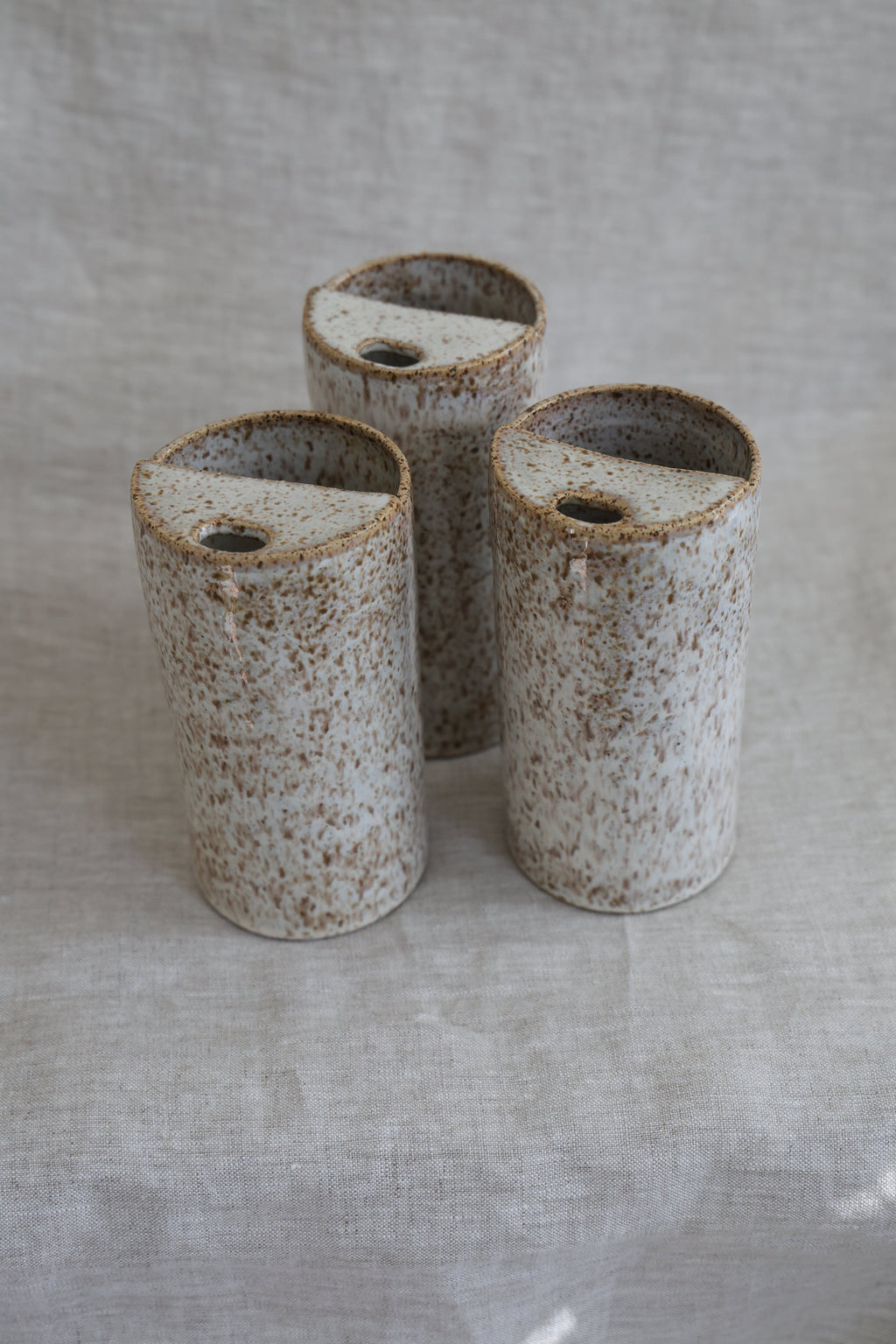 Travel Cup, To Go cup, On The Go Cup, Ceramic Travel Mug, Mustache Saver,  Handmade Pottery, Speckled White Travel Mug