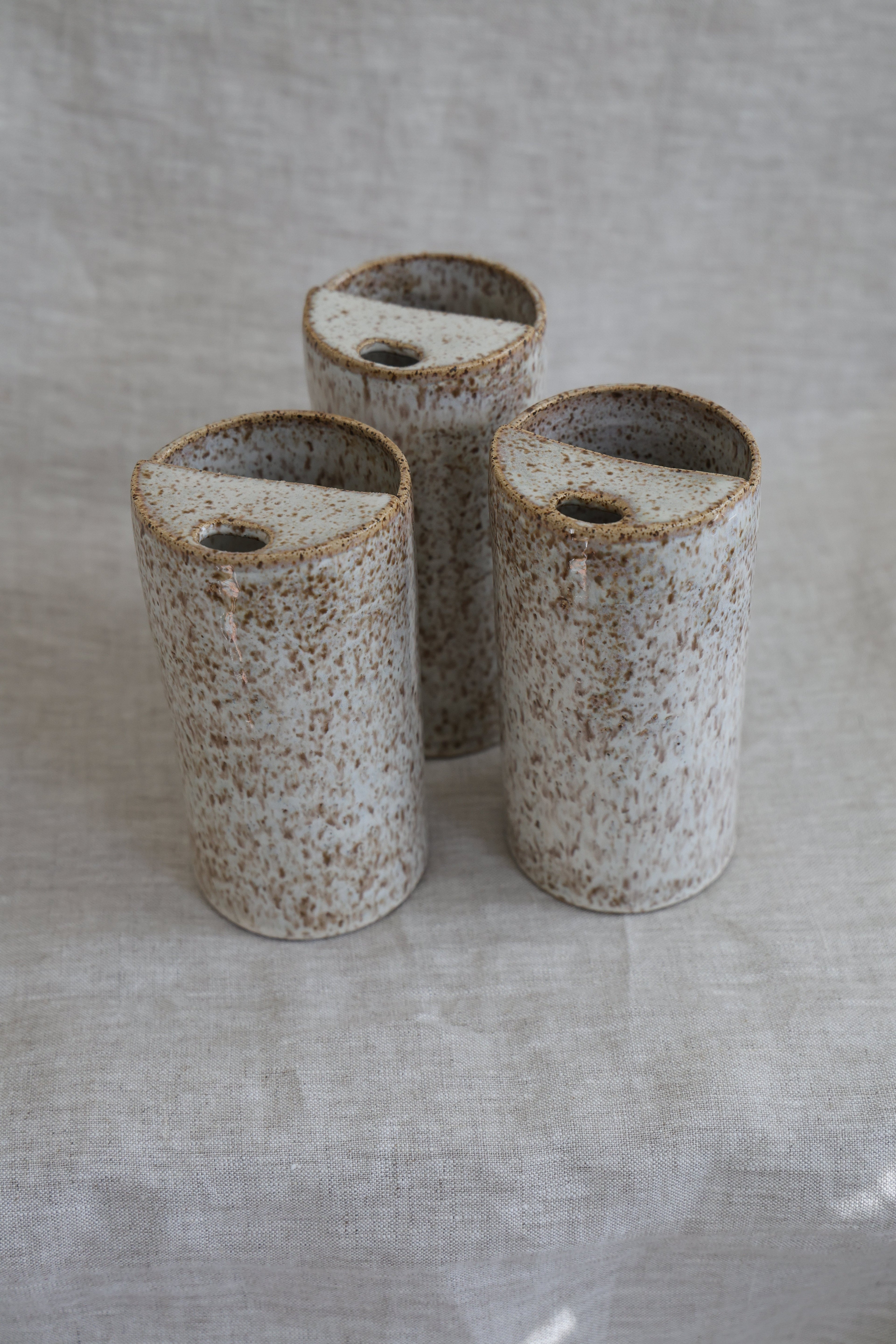 Travel Cup, To Go cup, On The Go Cup, Ceramic Travel Mug, Mustache Saver,  Handmade Pottery, Speckled White Travel Mug
