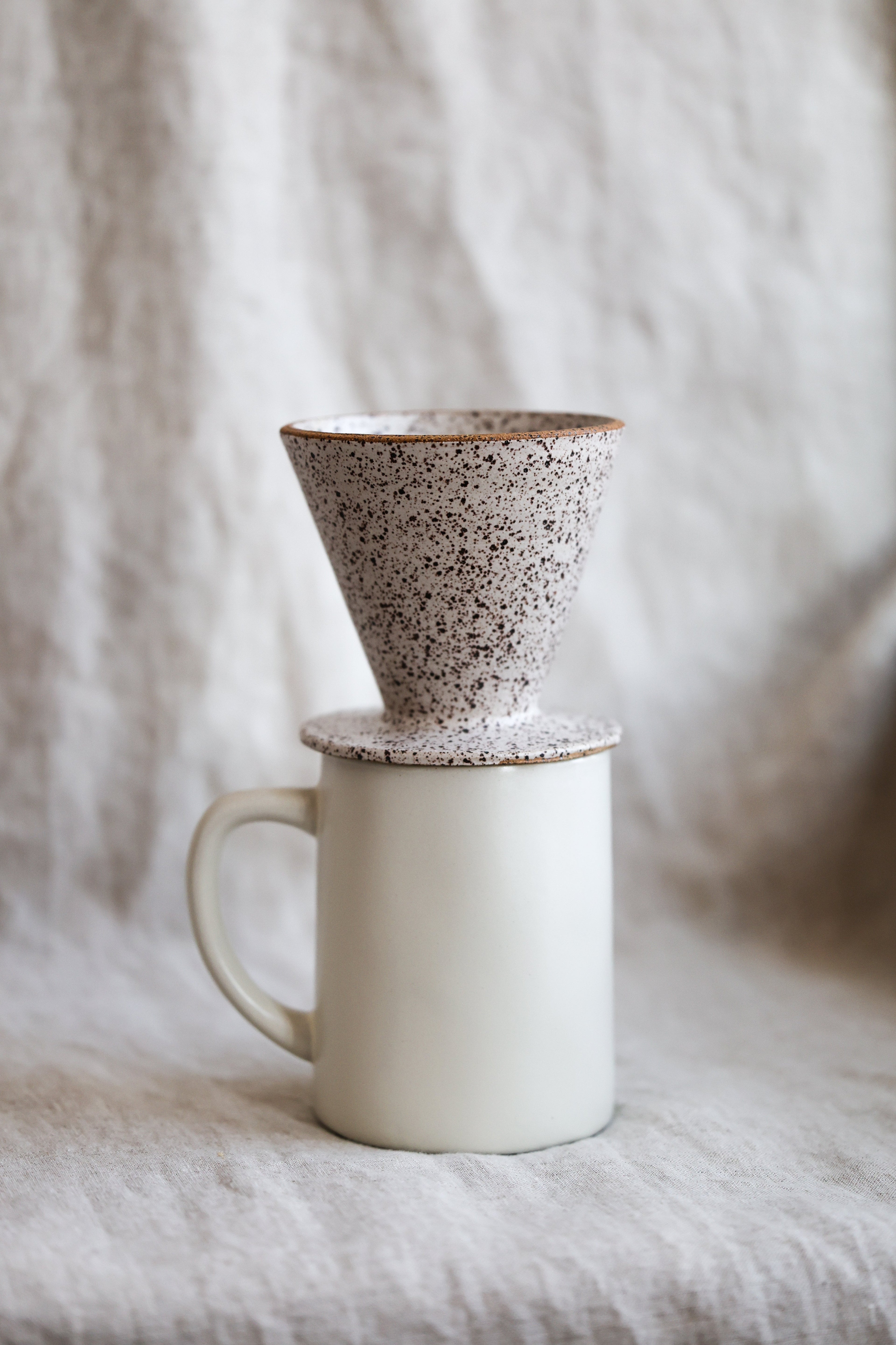 Handmade White Matte Coffee Pour Over Brewer Coffee Maker, White, Minimalist Dripper,  Ceramic Stoneware Hand Thrown in Maine