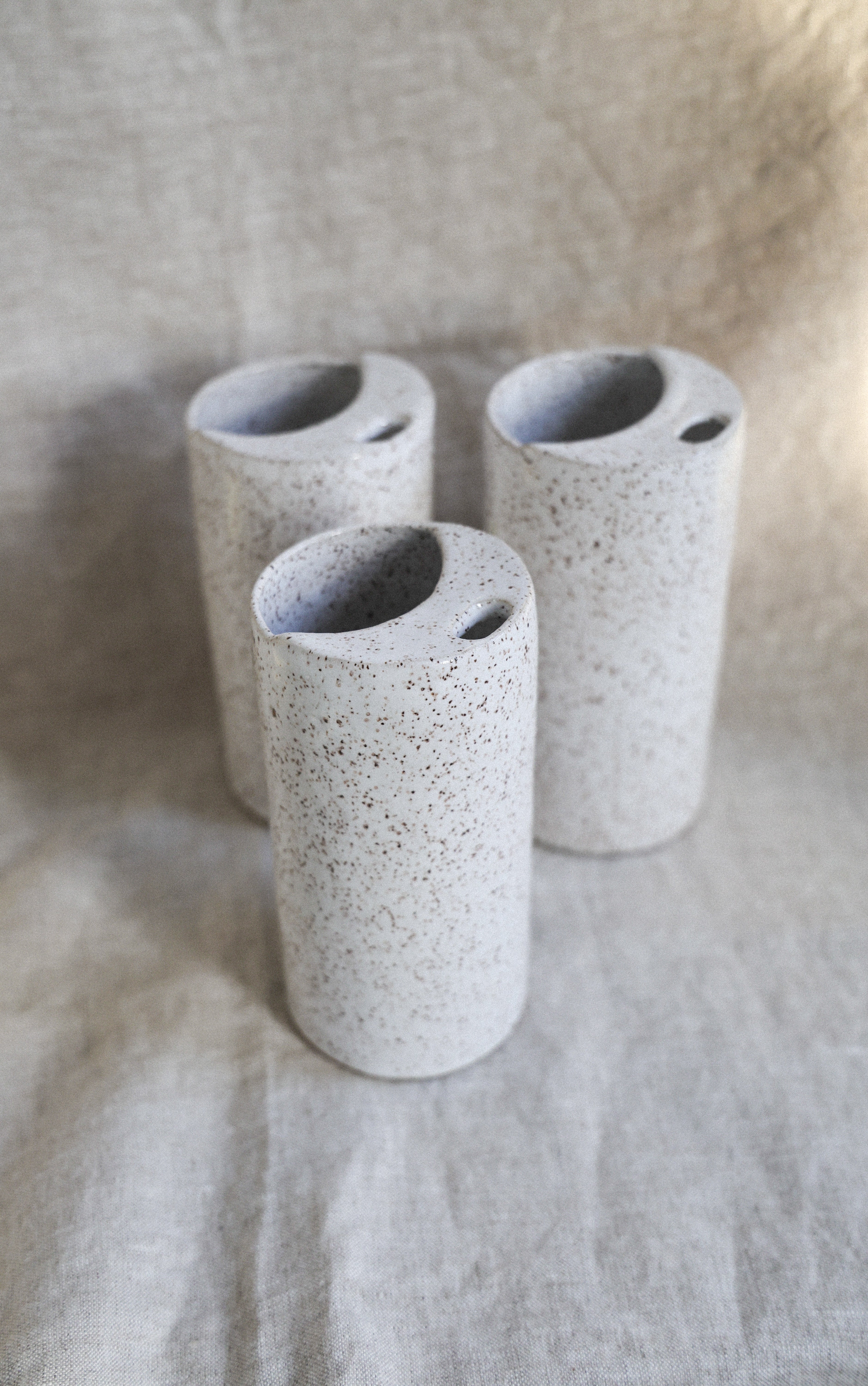 Fresh White Crescent Moon Travel mug, Mustache Saver, Minimalist Cream, Ceramic Stoneware Hand Thrown in Maine 14-16oz