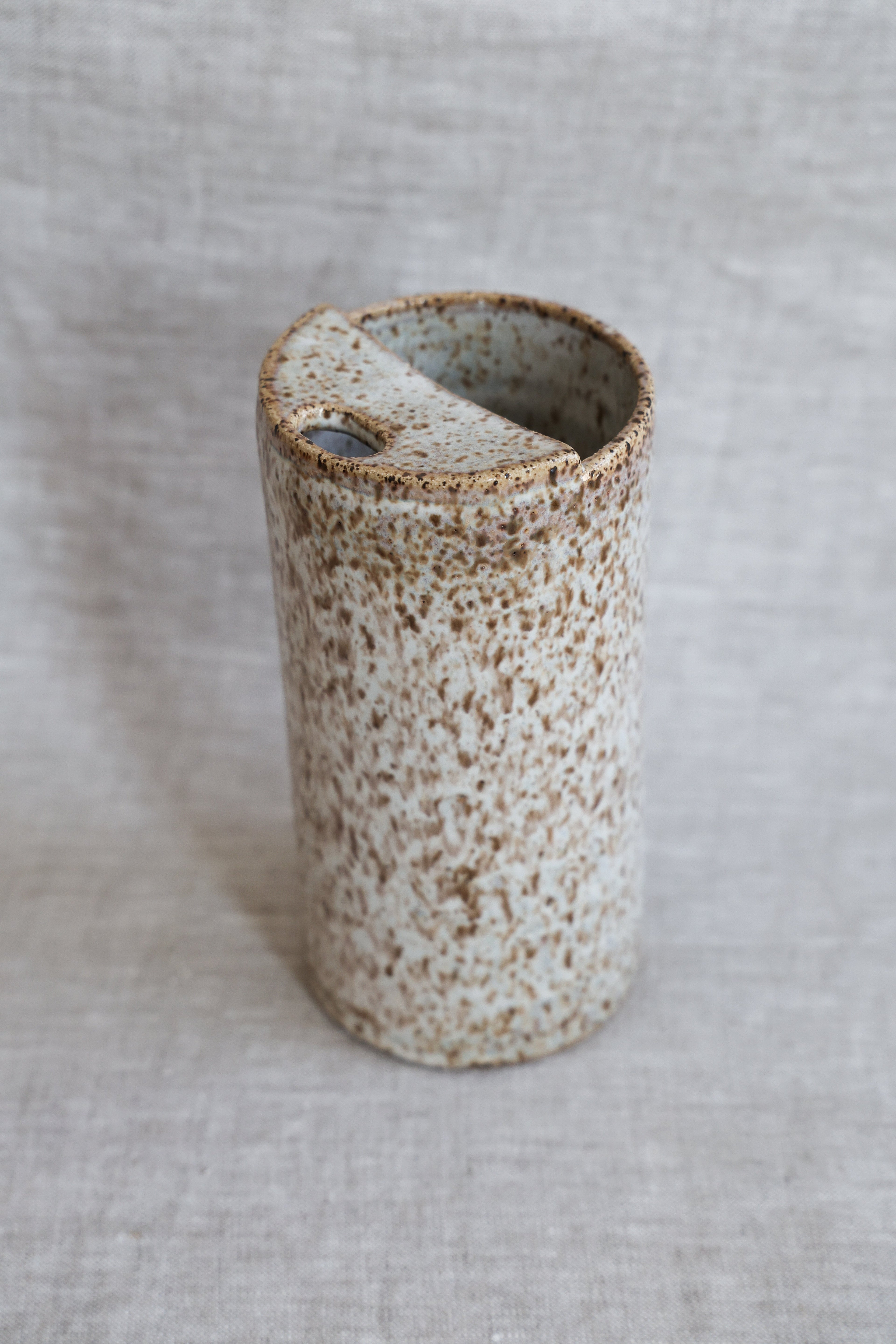 Travel Cup, To Go cup, On The Go Cup, Ceramic Travel Mug, Mustache Saver,  Handmade Pottery, Speckled White Travel Mug