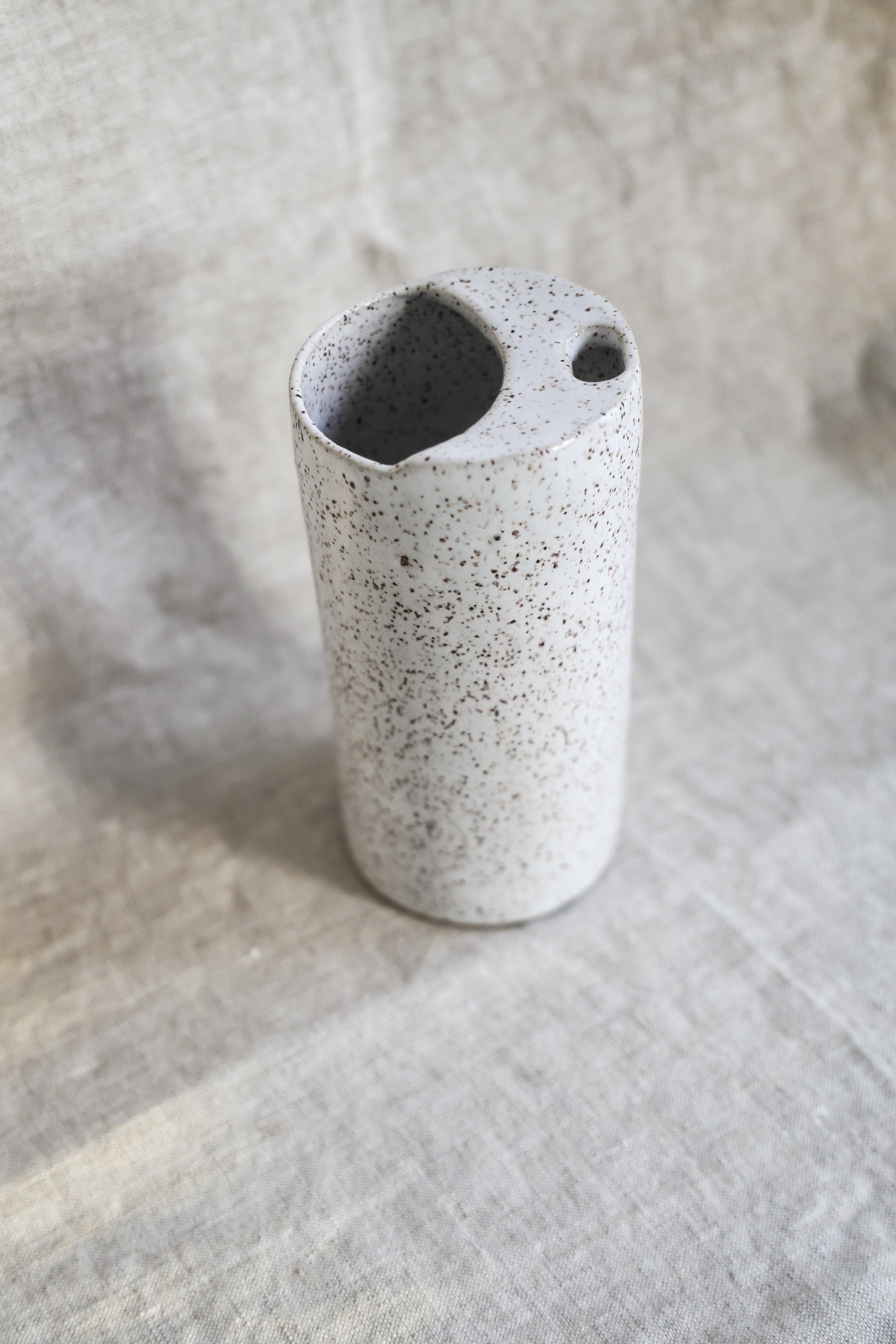 Fresh White Crescent Moon Travel mug, Mustache Saver, Minimalist Cream, Ceramic Stoneware Hand Thrown in Maine 14-16oz