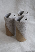 Matte White Speckled To Go Cup, Travel Tumbler, Mustache Saver, Ceramic Stoneware Hand Thrown in Maine 14-16oz.