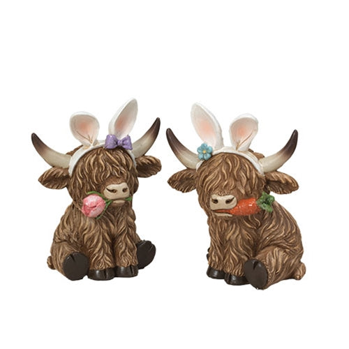 Assorted Adorable Resin Easter Highland Cows