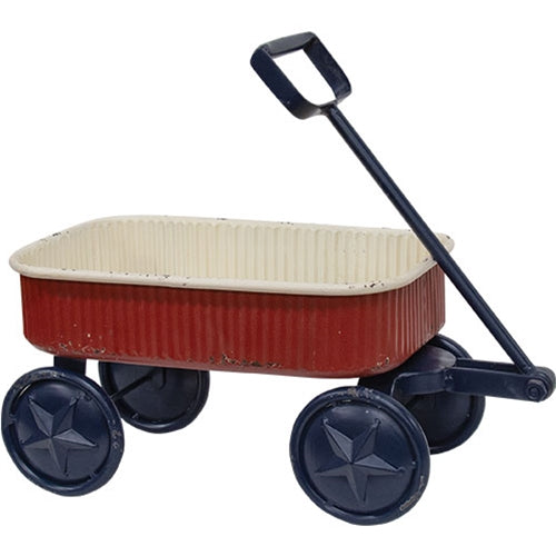 Red, White & Blue Rustic Patriotic Metal Wagon