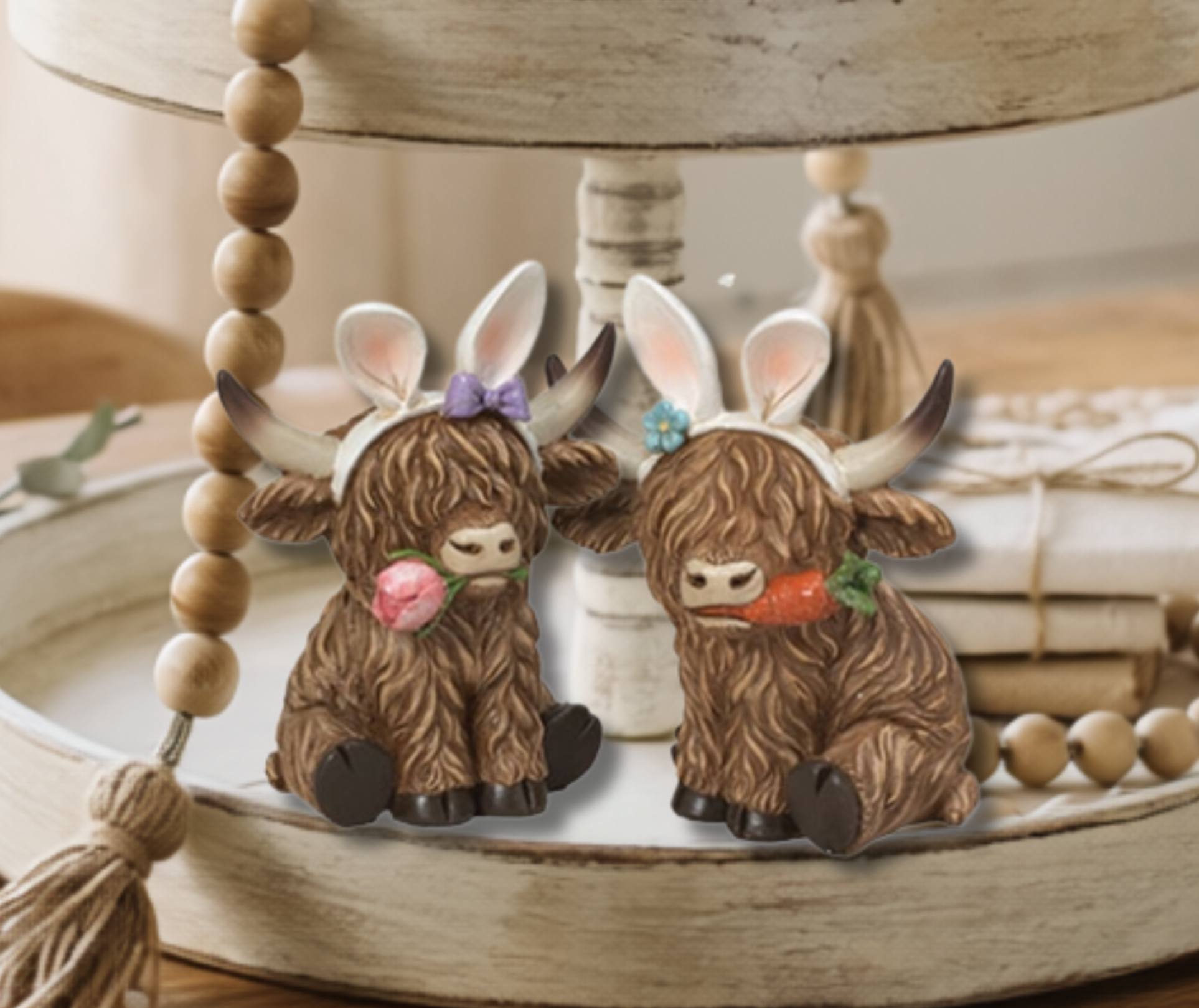 Assorted Adorable Resin Easter Highland Cows