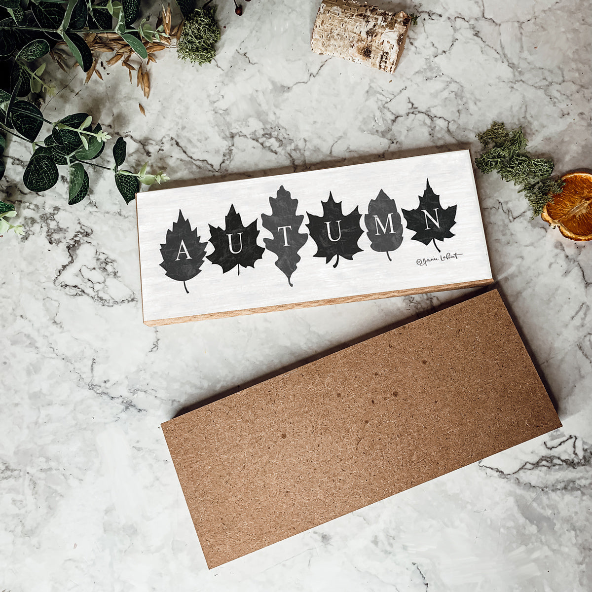 Autumn Wooden Sign 10x4x1 Rustic Off-White Farmhouse Cottage Neutral Decor