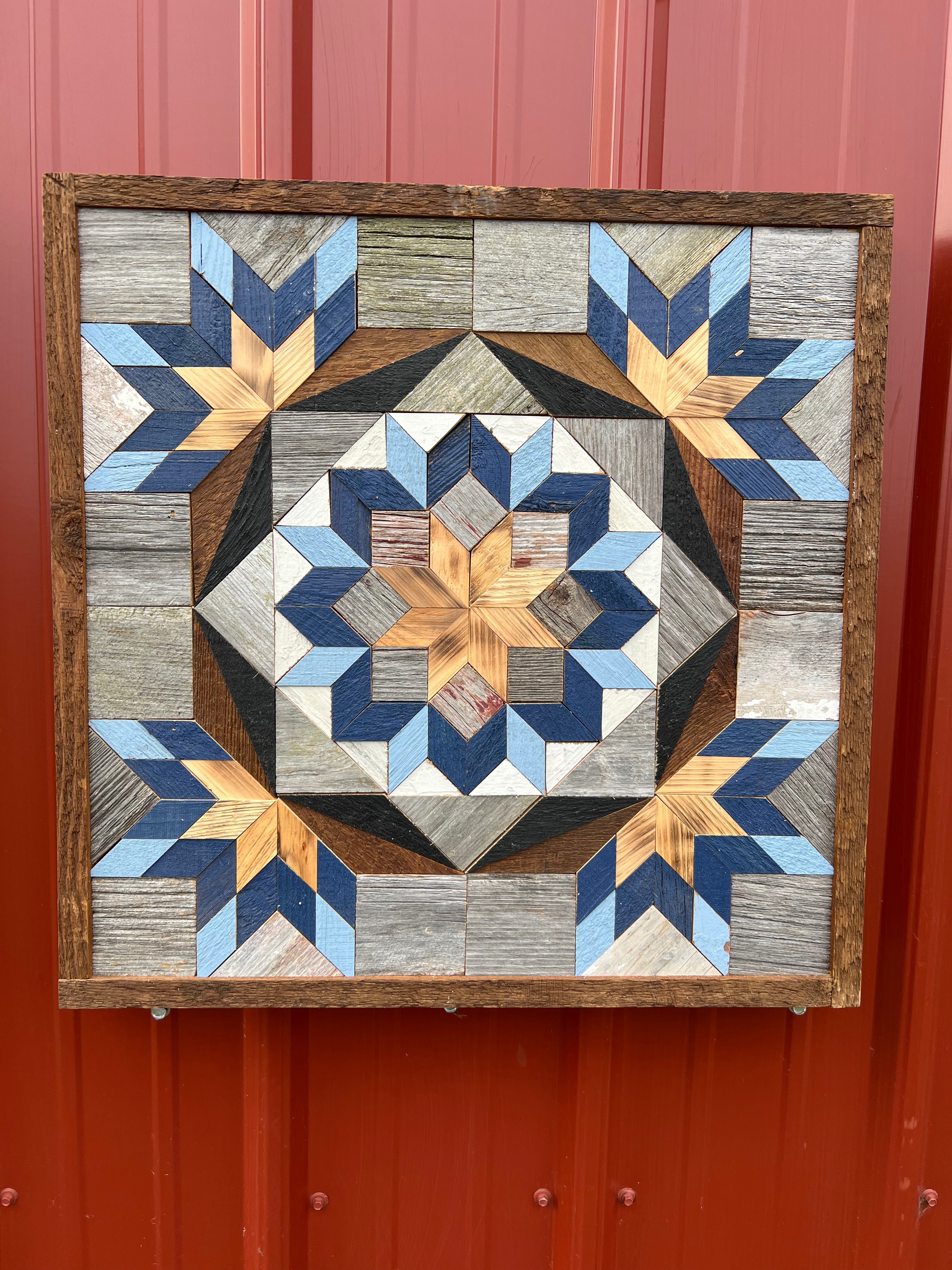 Amish Handmade Barn Quilt Wall Art – Reclaimed Barn Wood – 20.75” x 20.75”