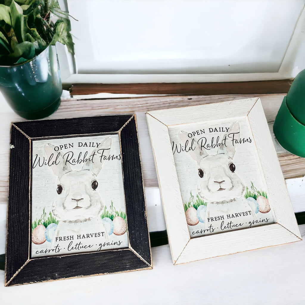 Wild Rabbit Farms Easter Sign 8x10 Framed Rustic Farmhouse Spring Decor Open Daily Fresh Harvest