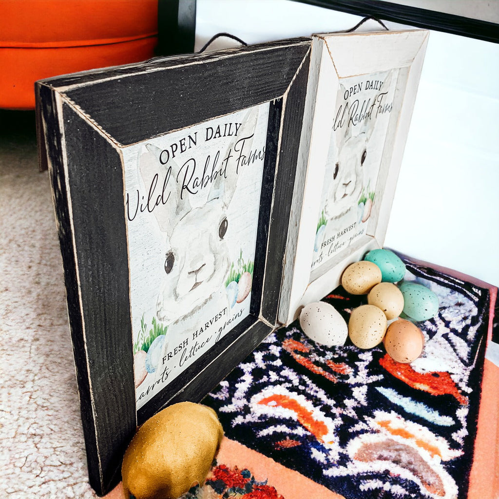 Wild Rabbit Farms Easter Sign 8x10 Framed Rustic Farmhouse Spring Decor Open Daily Fresh Harvest