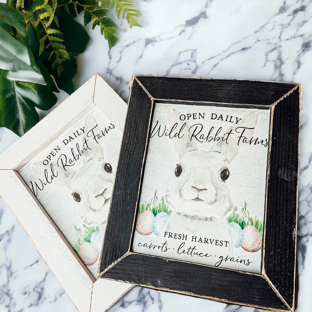 Wild Rabbit Farms Easter Sign 8x10 Framed Rustic Farmhouse Spring Decor Open Daily Fresh Harvest