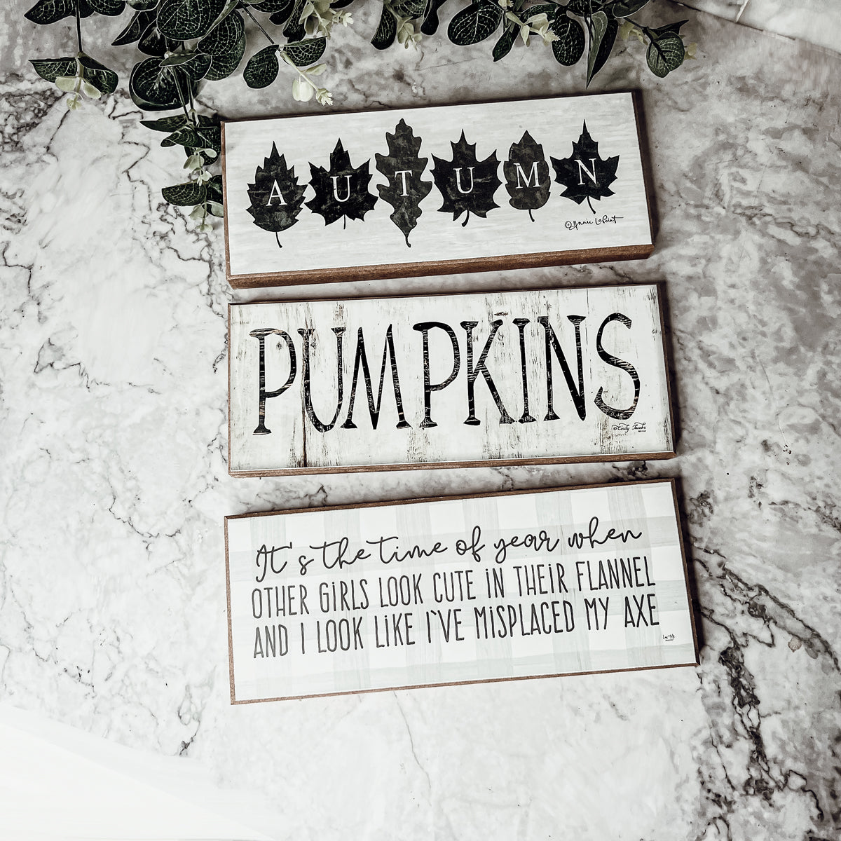 Autumn Wooden Sign 10x4x1 Rustic Off-White Farmhouse Cottage Neutral Decor