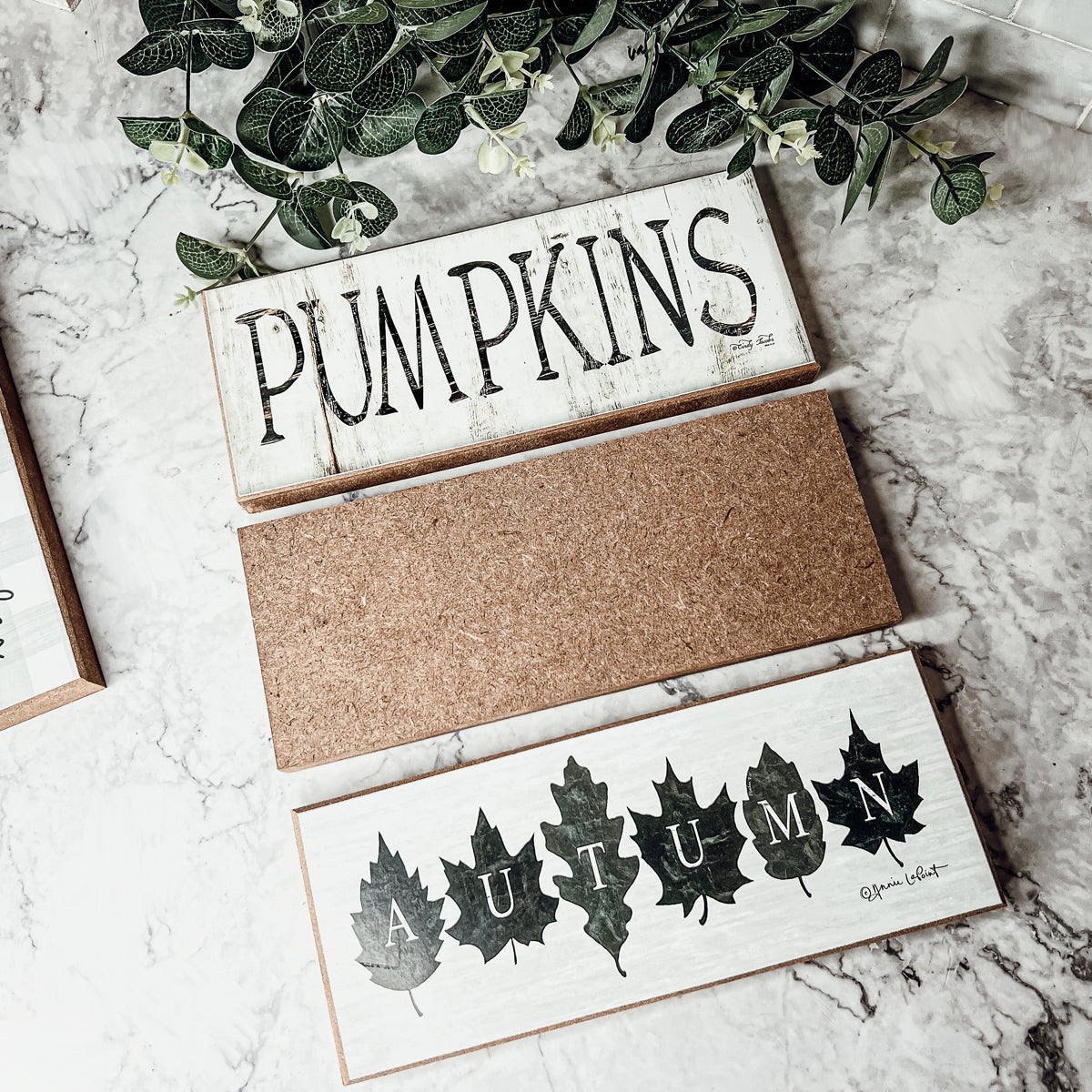 Autumn Wooden Sign 10x4x1 Rustic Off-White Farmhouse Cottage Neutral Decor
