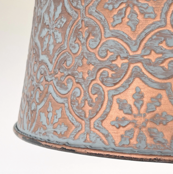 Ornate Copper Farmhouse Ceiling Light | 12" | 4-Bulb Flush Mount