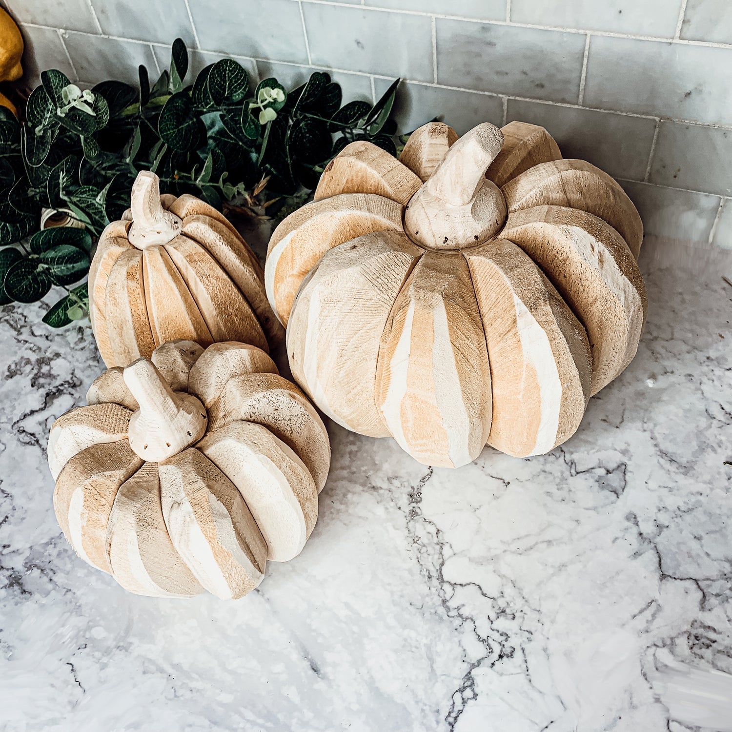 Farmhouse Wooden Pumpkin Trio Rustic Handcrafted Fall Decor Set