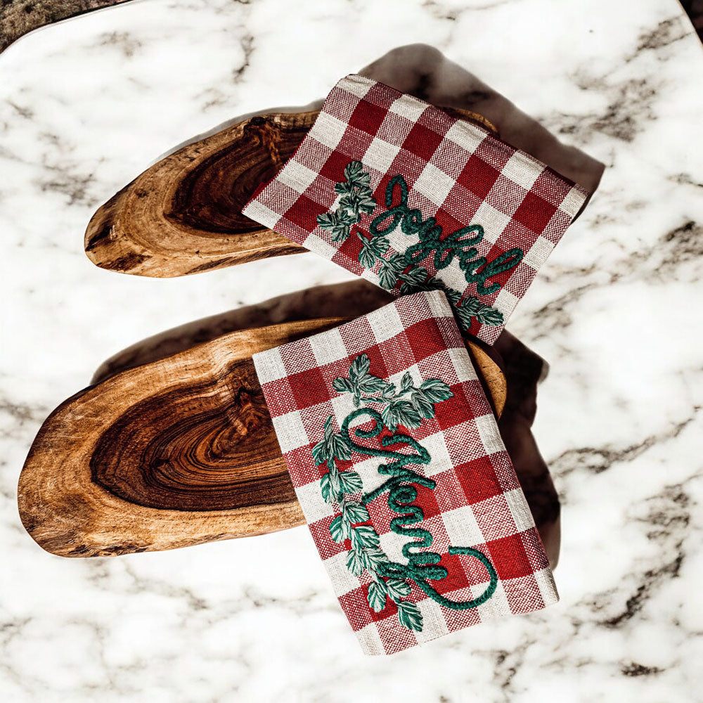 Holiday Charcuterie Board Set With Tartan Kitchen Towels - 2-Piece Gift