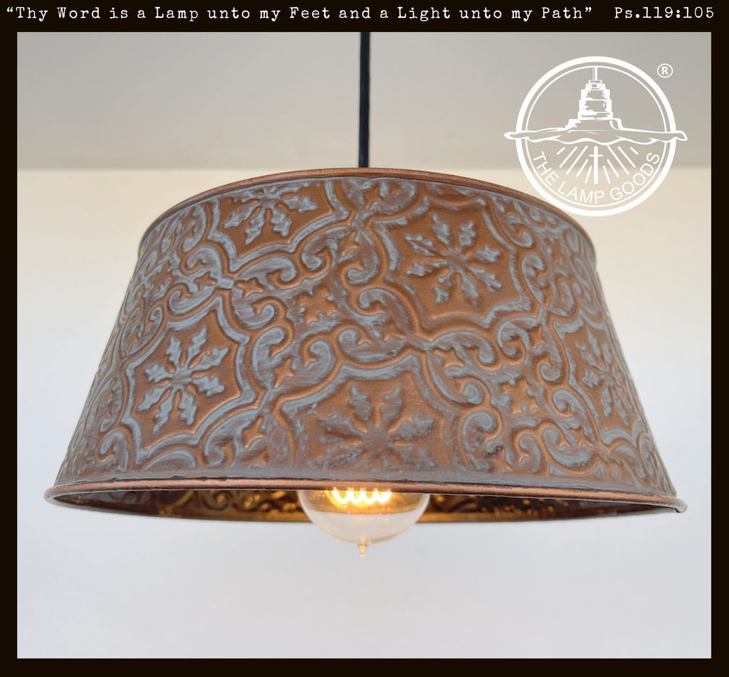 Ornate Copper Flush Mount Ceiling Light | 12" | Rustic Farmhouse